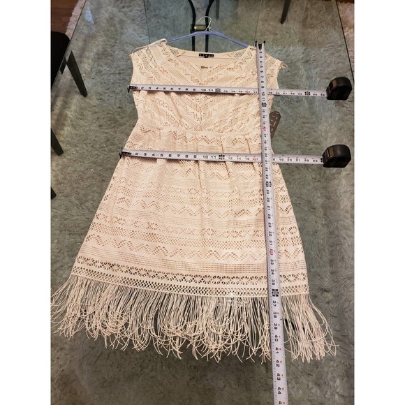 Bluet Womens White Polyester Round Neck Short Sleeve Knee Length Dress Size 16 - Picture 11 of 13